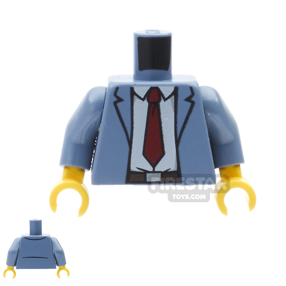 Lego New Tan Minifig Torso Jacket Lapels Light Bluish Gray Shirt Tie Businessman